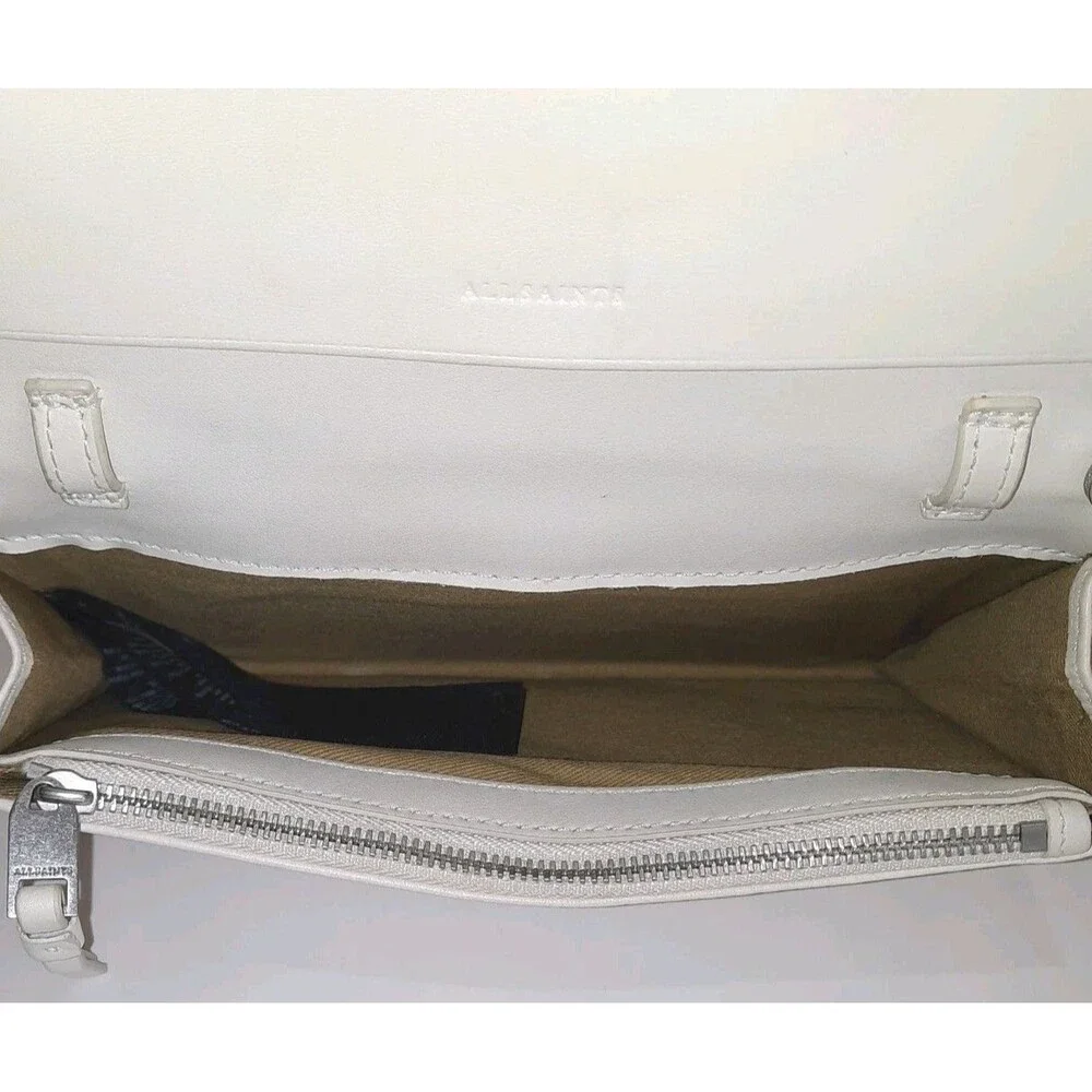 AllSaints Fetch Ecru Ivory Pebbled Leather Wallet Clutch Handbag Bag
